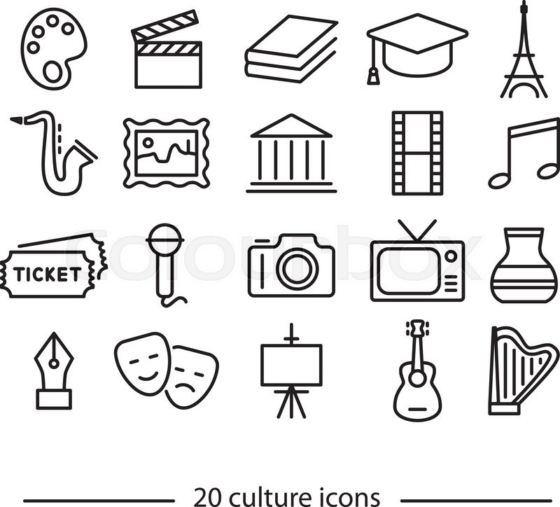 800x724 Twenty Culture Line Icons Stock Vector Colourbox