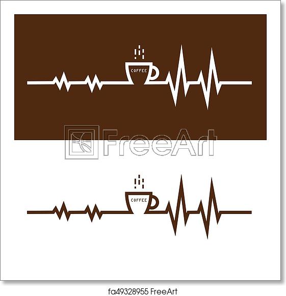 561x581 Free Art Print Of Coffee Cup Icon And Electrocardiography Icon