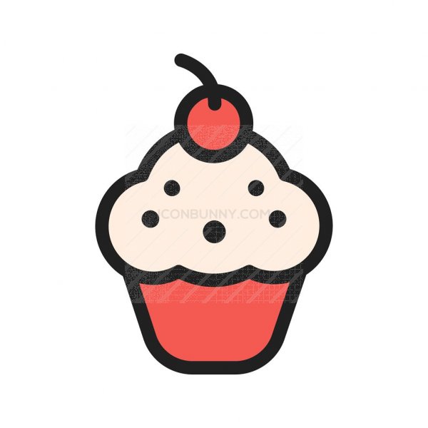 600x600 Cherry Cupcake Line Filled Icon