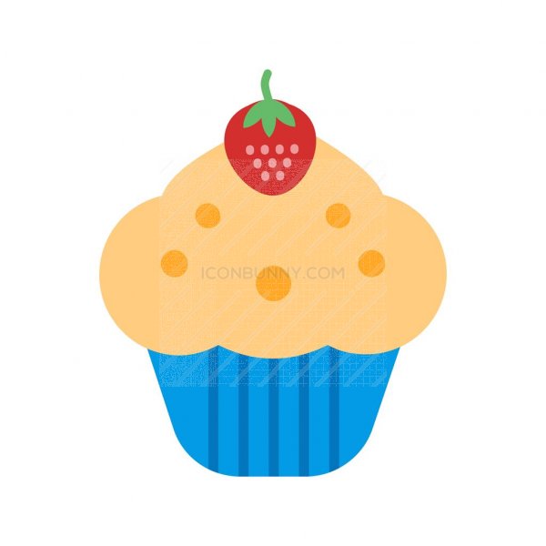 600x600 Cherry Cupcake Flat Multicolor Icon