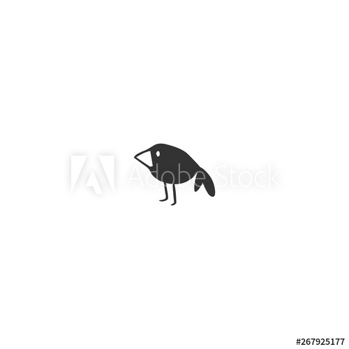 500x500 Vector Hand Drawn Icon Black Bird, Crow, Symbol Of Wisdom