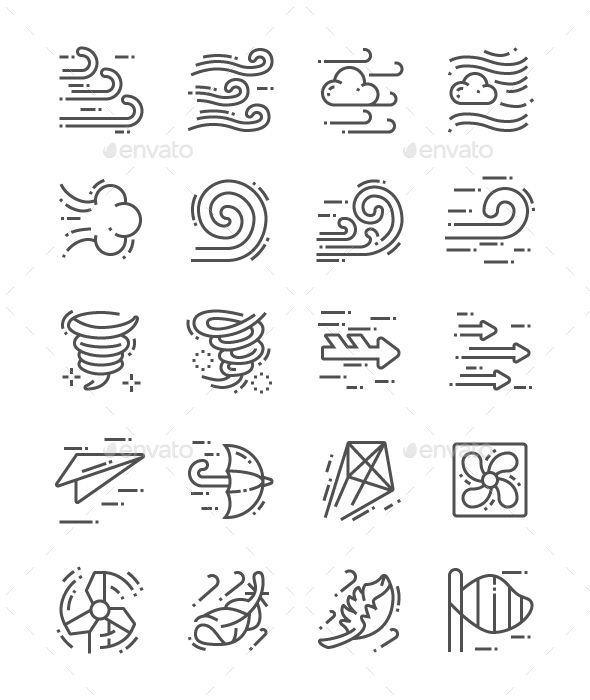590x700 Wind Line Icons Fully Customisable Set Of Icons