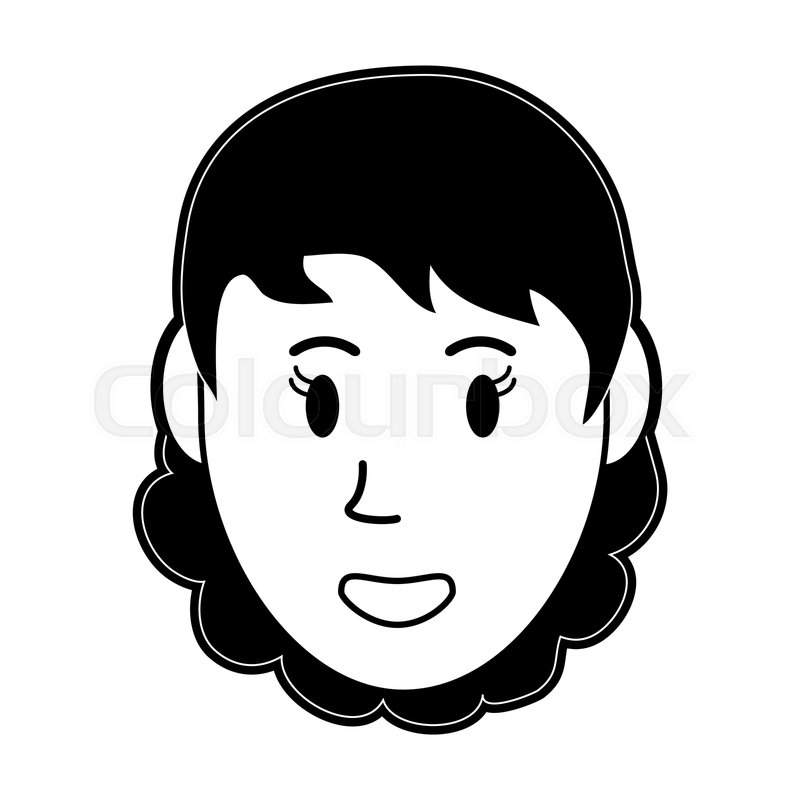 800x800 Happy Woman With Short Curly Hair Icon Stock Vector Colourbox