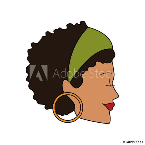 500x500 Face Of Beautiful Young Woman With Black Curly Hair Icon Image