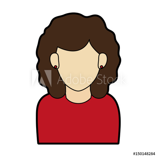 500x500 Faceless Woman With Long Curly Hair Icon Image Vector Illustration