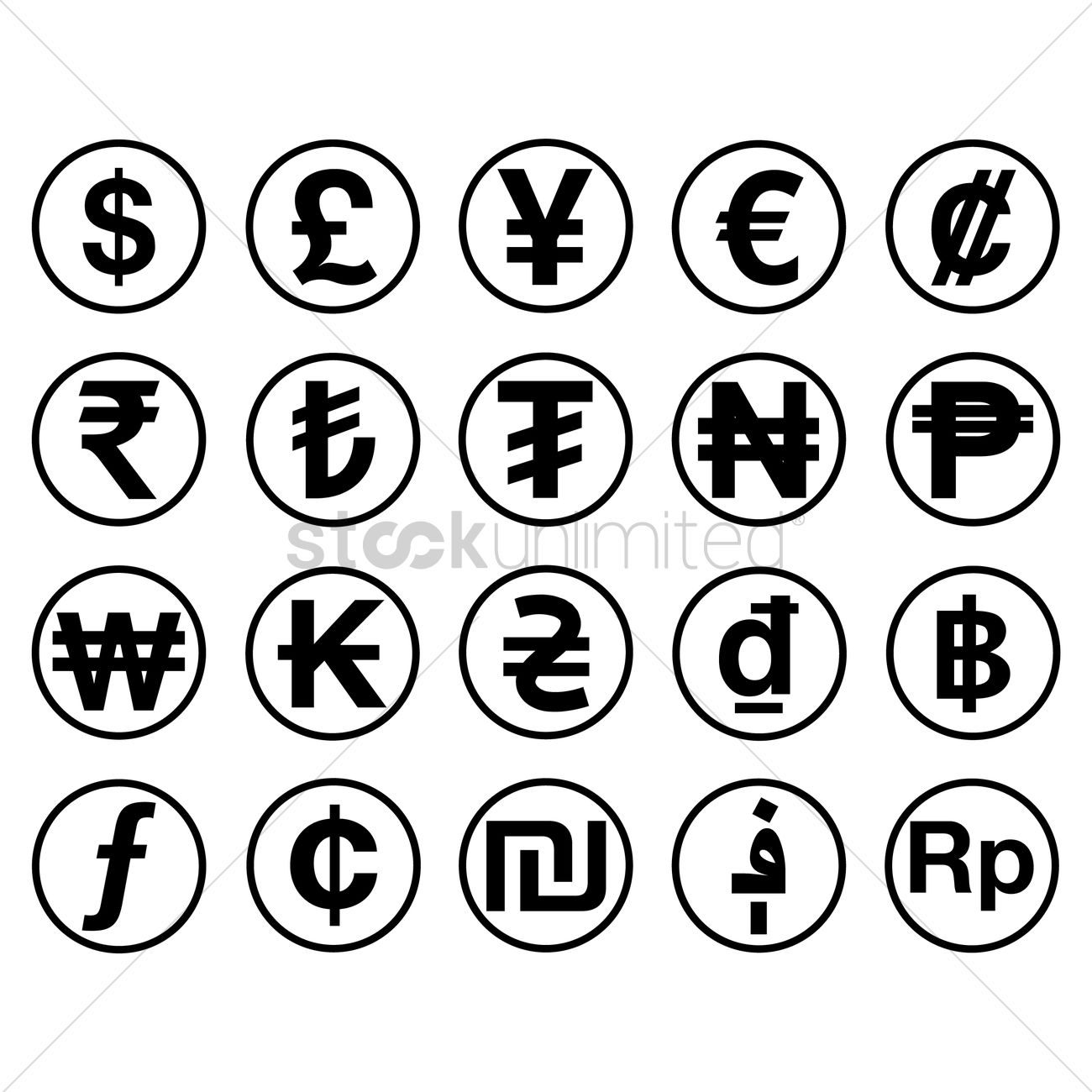 1300x1300 Currency Icons Vector Image