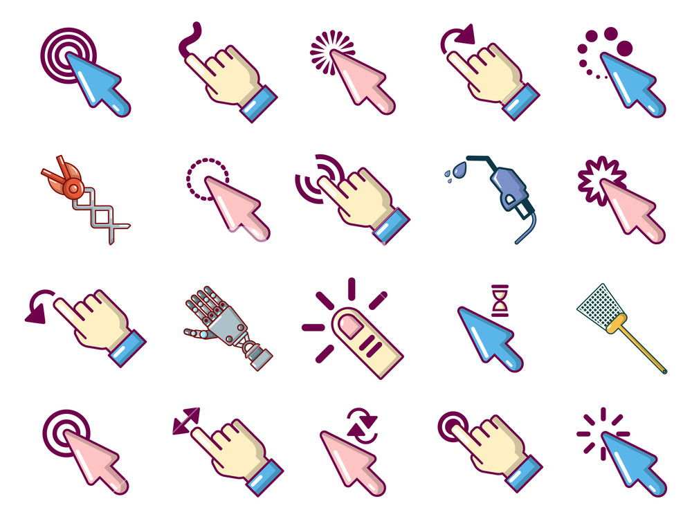 1000x750 Cursor Icon Set Cartoon Set Of Cursor Vector Icons For Web Design
