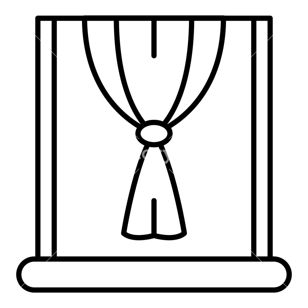 1000x1000 Window Node Curtan Outline Window Node Curtain Vector Icon