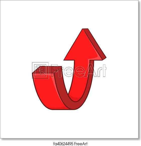 561x581 Free Art Print Of Red Curved Arrow Icon, Cartoon Style Icon