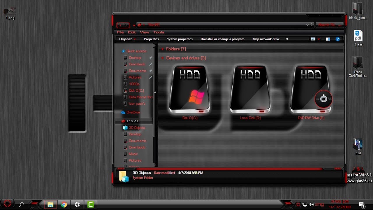 1280x720 Windows Custom Icon Pack Dark Red Ipack