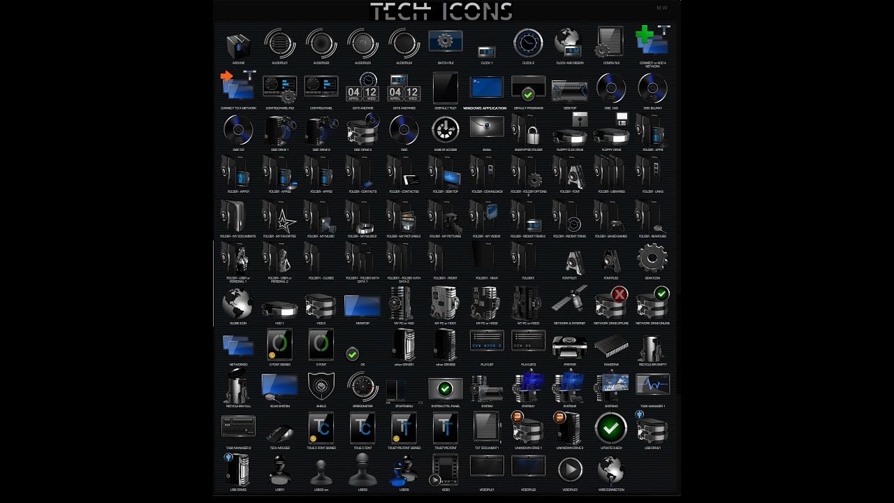 1280x720 Windows Custom Icon Pack Tech