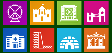 389x186 Metro Buildings Icon Set With Custom Icon Design Service