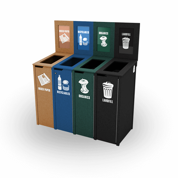 600x600 Custom Configured Recycled Plastic Waste Recycling Bins Max R