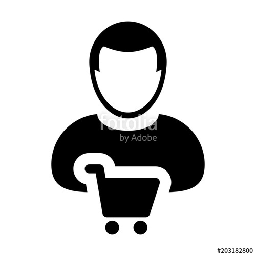 500x500 Shopping Cart Icon Vector With Male Customer Person Profile Avatar