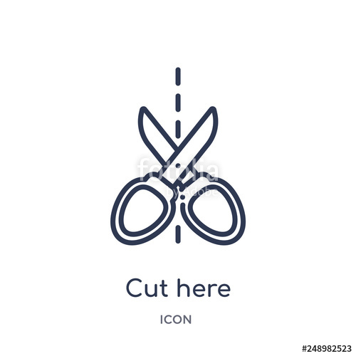 500x500 Cut Here Icon From Shapes Outline Collection Thin Line Cut Here