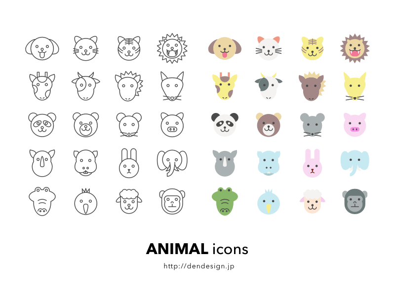 800x600 Cute Animal Icons Sketch Freebie
