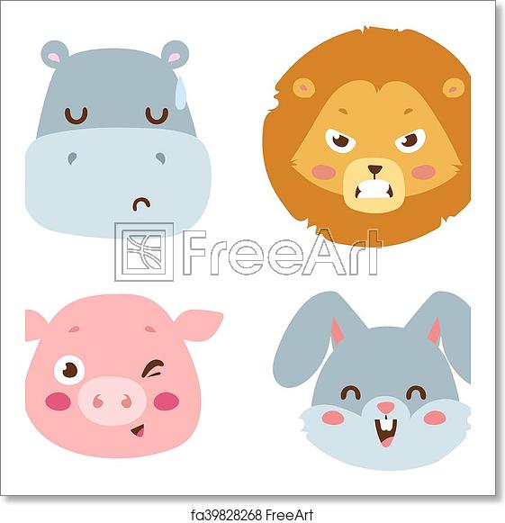 561x581 Free Art Print Of Animal Emotion Avatar Vector Icon Cute Animals