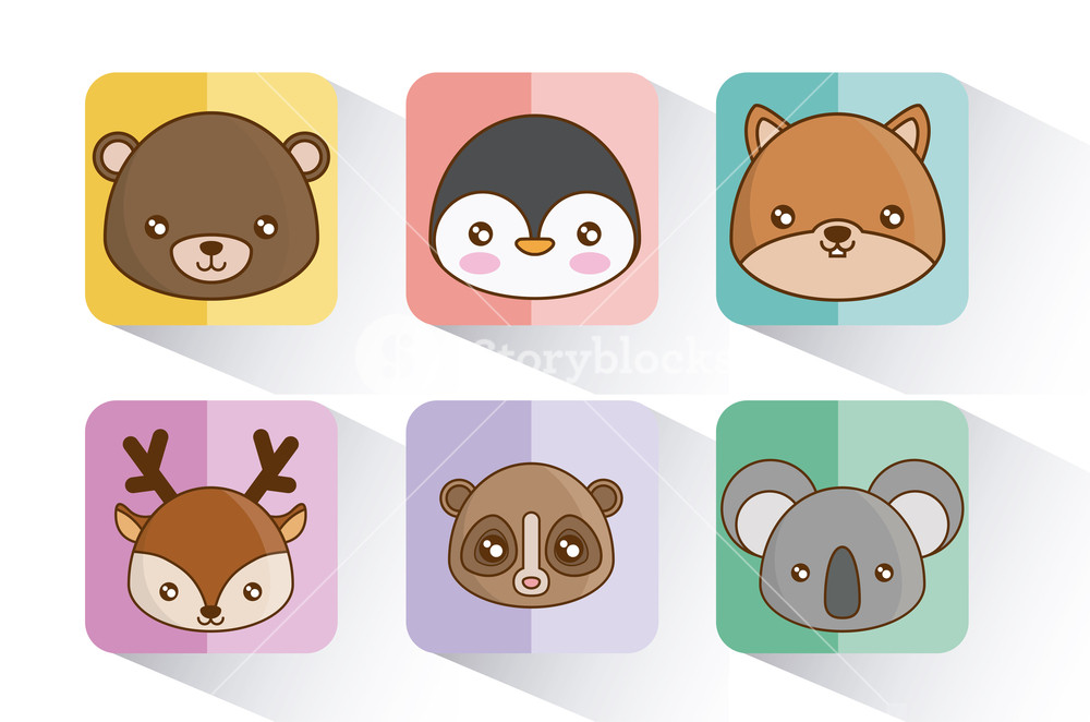 1000x662 Cute Animals Icons Over Colorful Squares And White Background