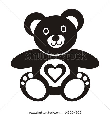 450x470 Cute Black Teddy Bear Icon With Heart On White Background