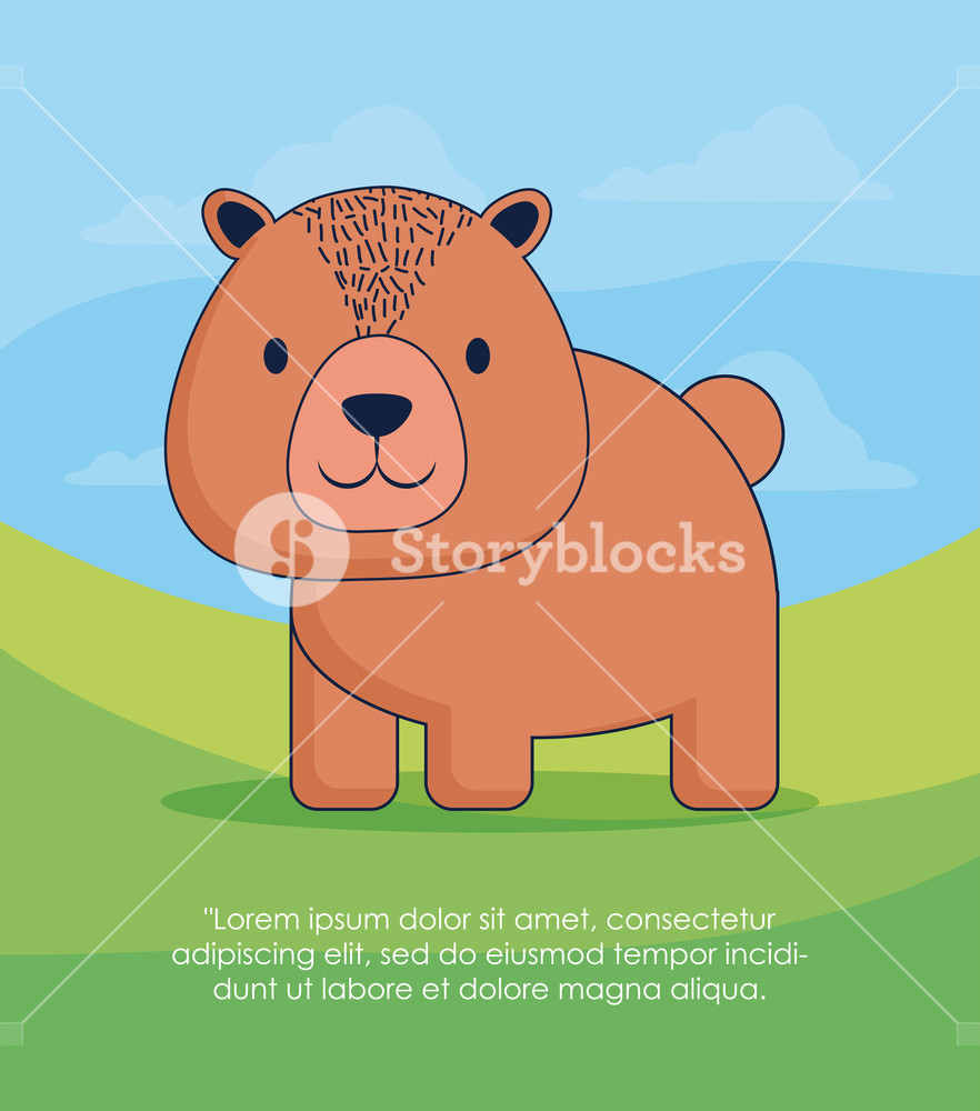 882x1000 Design Of Cute Bear Icon Over Landscape Background, Colorful