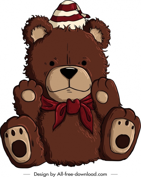 478x600 Teddy Bear Icon Cute Handdrawn Brown Design Free Vector In Adobe