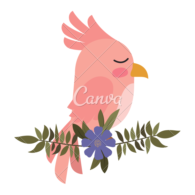 800x800 Cute Bird With Leafs And Flowers Crown