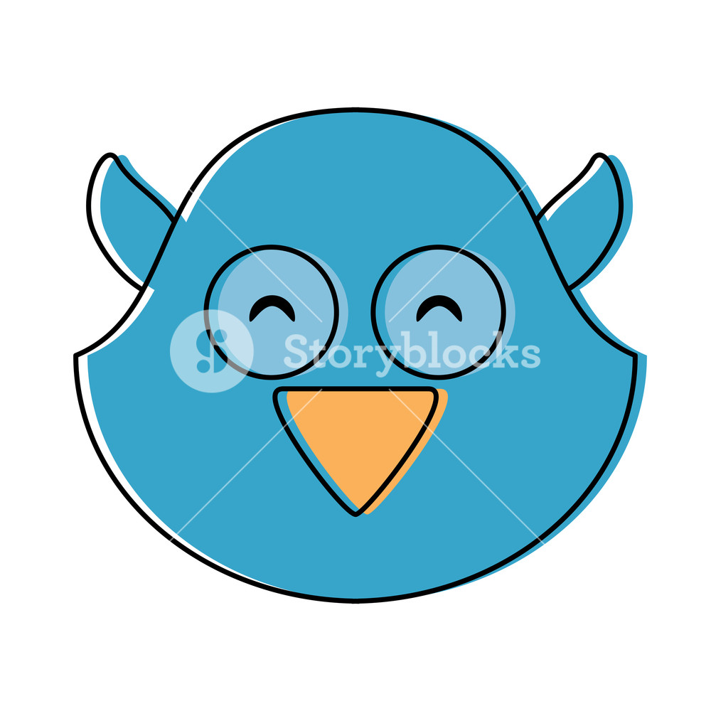 1000x1000 Cute Bird Face Icon Over White Background, Colorful Design Vector