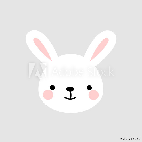 500x500 Cute Rabbit Face Vector Bunny Icon