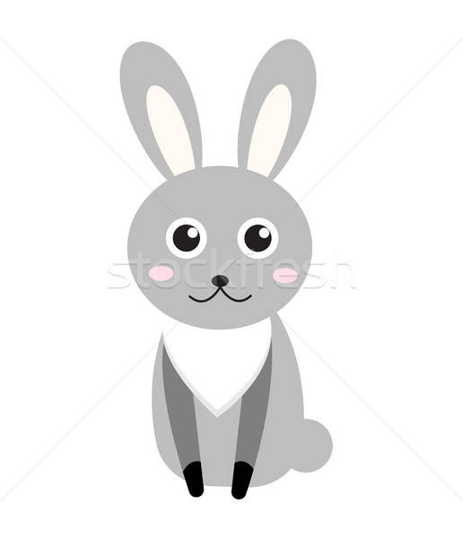 516x600 Cute Bunny Icon, Flat Style Rabbit Isolated On White Background