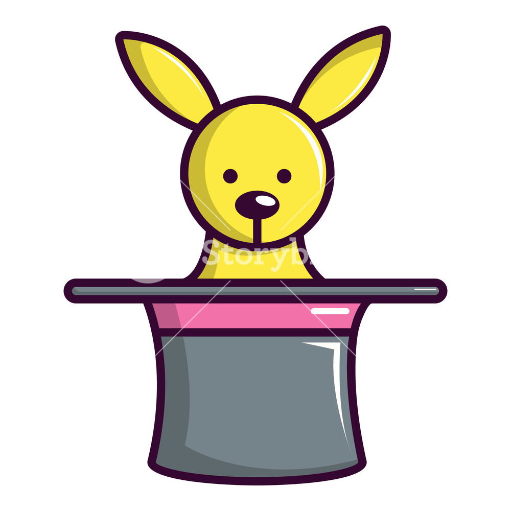 1000x1000 Cute Bunny Rabbit In Magic Hat Icon Cartoon Illustration Of Cute