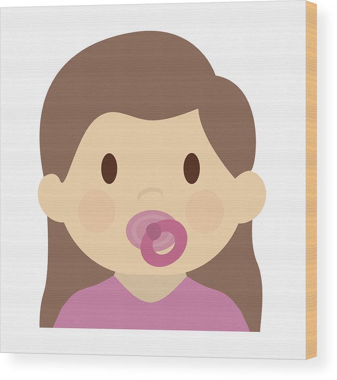 656x740 Cute Baby Girl Icon Wood Print