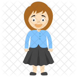 256x256 Cute Cartoon Girl Icon Of Flat Style