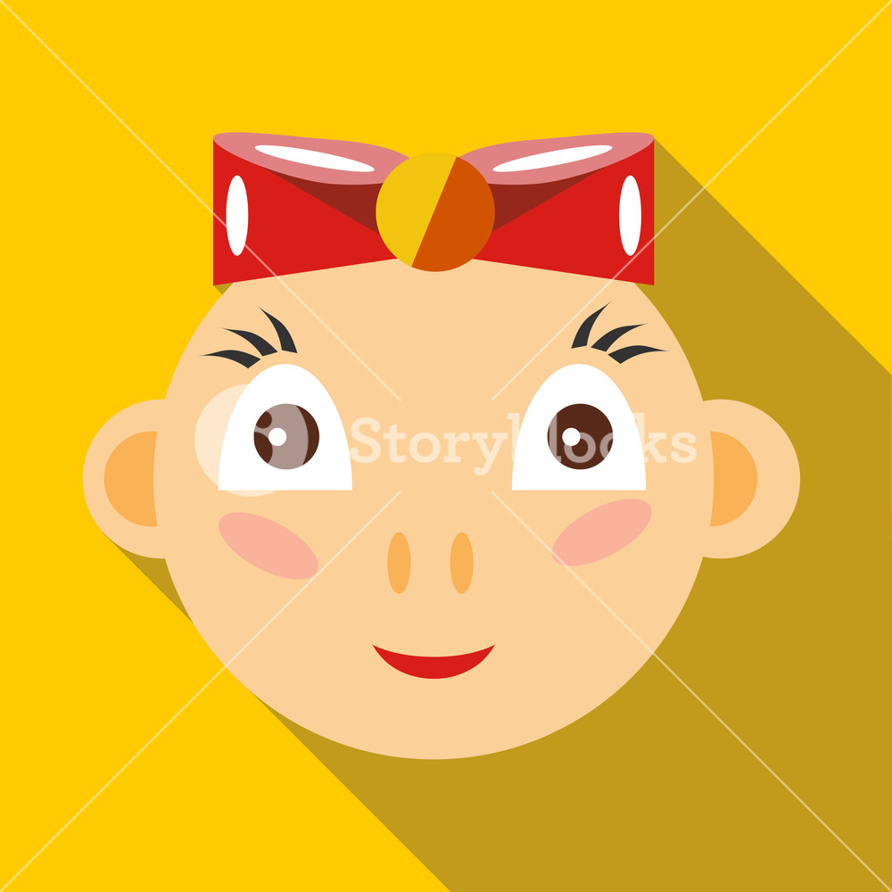 1000x1000 Cute Baby Girl Icon In Flat Style With Long Shadow Royalty Free