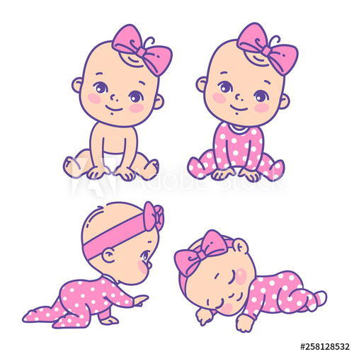 500x500 Cute Little Girl Icon Set Collection Of Vector Stickers Of Little