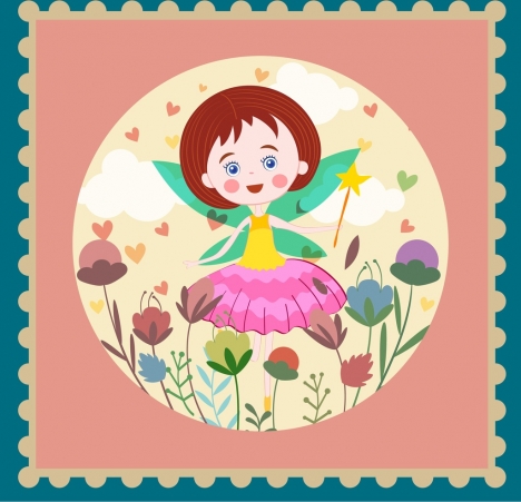 468x451 Fairy Background Cute Girl Icon Classical Design Vectors Stock