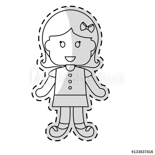 500x500 Cute Girl Icon Over White Background Vector Illustration