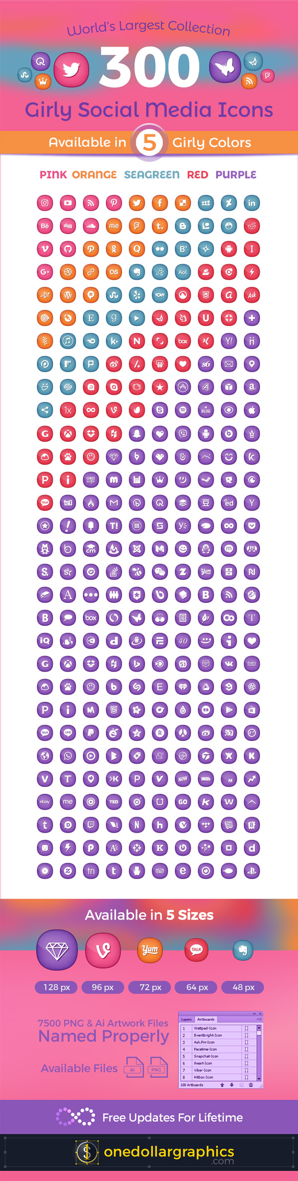 600x2376 Cute Girly Social Media Icons Png Format Free + Premium