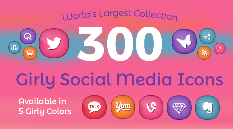 810x450 Cute Girly Social Media Icons Png Format