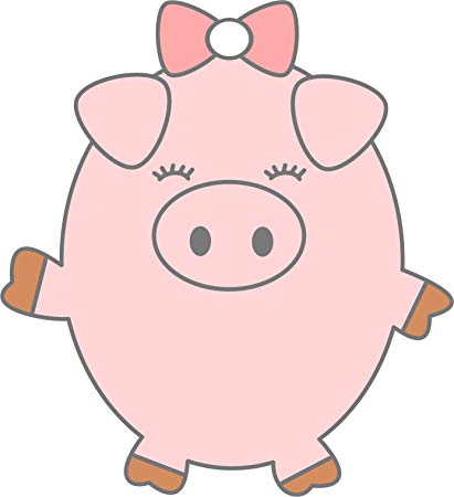 411x450 Happy Cute Girly Piggy Pig Cartoon Icon Vinyl Decal