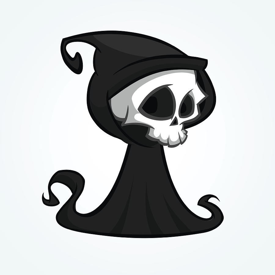 900x900 Cute Cartoon Grim Reaper With Scythe Isolated On White Cute