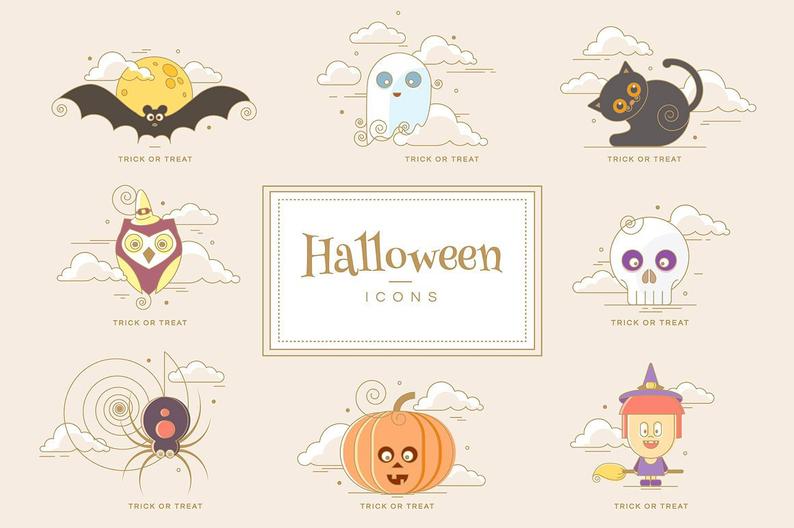 794x528 Cute Halloween Character Icons Etsy