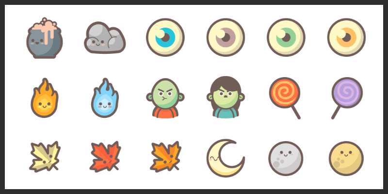 800x400 Cute Spooky Halloween Icons