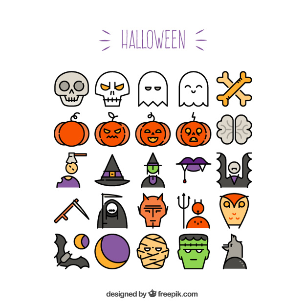 626x626 Cute Halloween Icons Vector Free Download