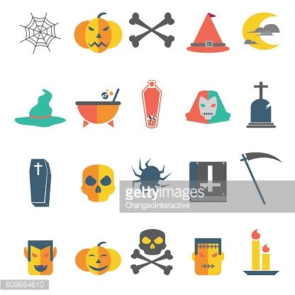 416x416 Set Of Cute Halloween Icons Premium Clipart