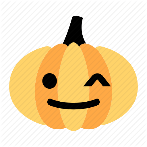 512x512 Cute, Emoji, Halloween, Happy, Pumpkin, Smile, Wink Icon