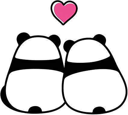 425x381 Cute Happy Black And White Panda Bear Couple Cartoon