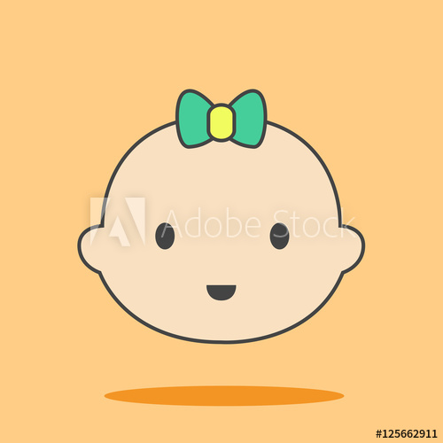 500x500 Cute Baby Face Cute Icon In Trendy Flat Style Isolated On Color