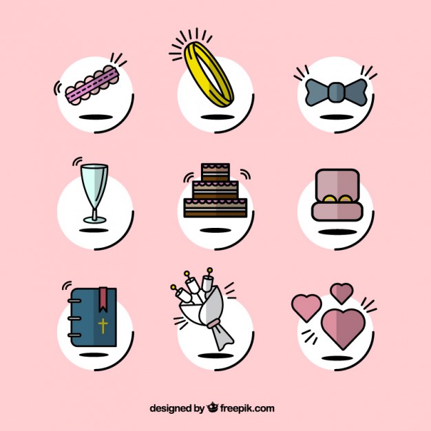 626x626 Cute Wedding Icons Vector Free Download