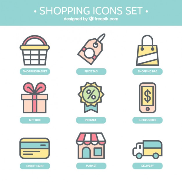 626x626 Cute Shopping Icons Vector Free Download