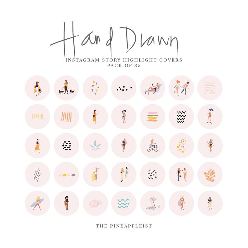 794x794 Tpl Instagram Story Highlight Icons Hand Drawn Covers Etsy